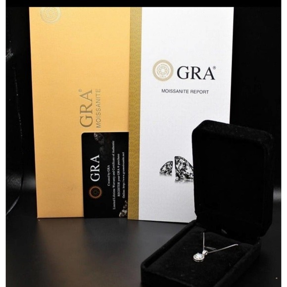 COPY - Certified 1 ct Moissanite Silver 925 Halo Pendant Necklace 925 Silver - Picture 4 of 7